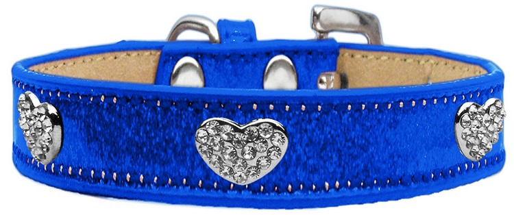 Crystal Heart Dog Collar Blue Ice Cream Size 10